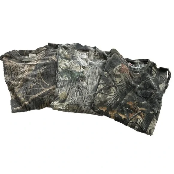Lot of 3 Hunting Camo T-Shirts Size 2XL Long Sleeve Shadow Branch Pro Gear - Picture 1 of 7
